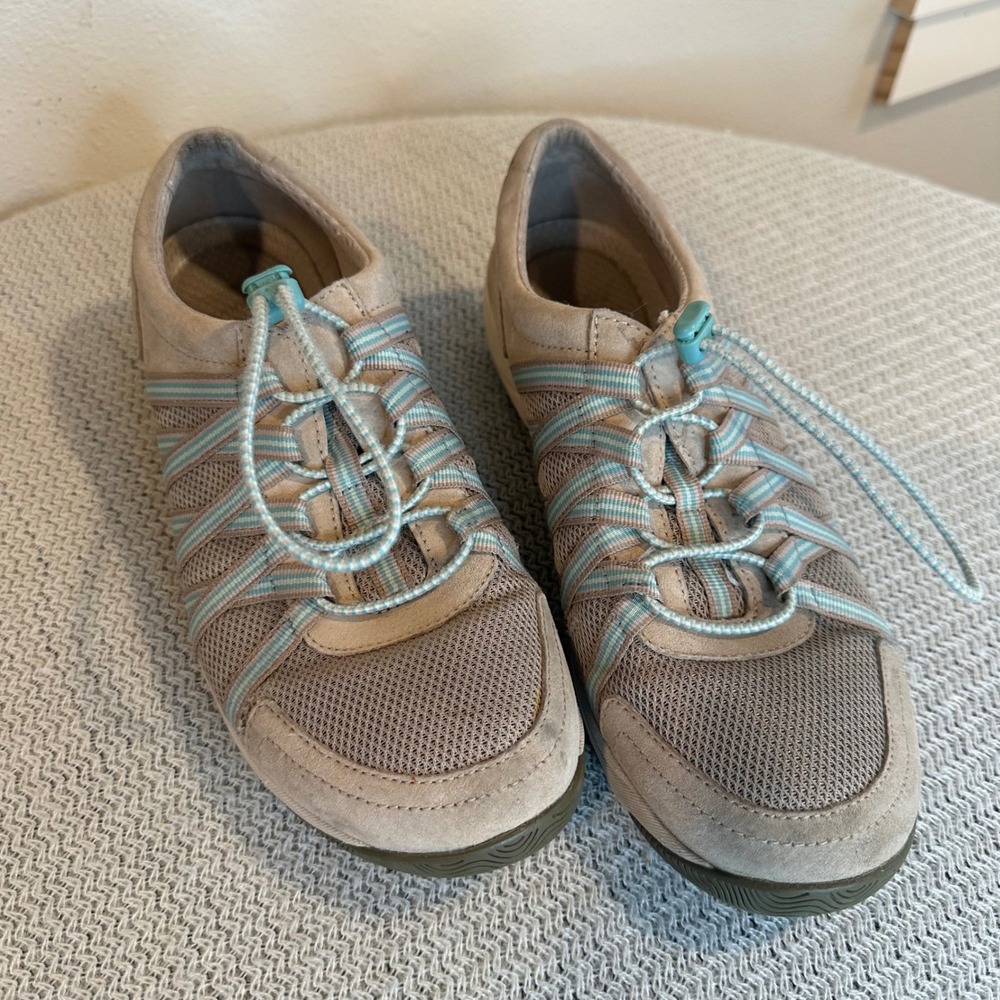 Dansko Elise Sneakers Women 40 Grey Blue Bungee Slip On Comfort Walking Shoes